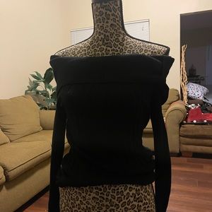 Black Off the Shoulder ‘Dots’ long sleeve Shirt